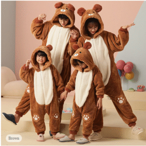 Teddy Bear Costume Onesie – Family Kigurumi Pajamas for Men, Women, Kids – Party, Christmas, Halloween & Carnival Wear