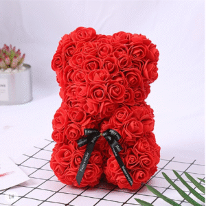 25cm Rose Bear Gift – Romantic Foam Flower Teddy Bear in Gift Box for Women’s Day, Valentine’s & Mother’s Day