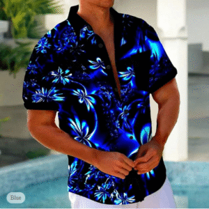 Men’s Floral Hawaiian Shirt – Short Sleeve Button-Up Aloha Resort Top for Summer & Casual Wear