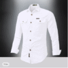 Men’s 100% Cotton Cargo Shirt – Long Sleeve Button-Up Casual Shirt with Pockets for Summer & Vacation Wear