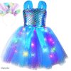 Girls’ Sequin Mermaid Princess Dress – Sleeveless A-Line Party Dress for Summer & Spring (Light Blue, Multicolor, White, 3-10 Years)