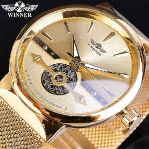 WINNER Men’s Skeleton Mechanical Watch – Luxury Automatic Self-Winding Stainless Steel Business Timepiece