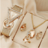 5pcs/set Women’s Luxury Triangle Pointer Quartz Watch & Jewelry Set – Shiny Rhinestone Analog Wristwatch Gift for Mom