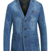 Men’s Denim Blazer Jacket – Classic Sport Coat with Pockets for Casual Cocktail Wear, Fall & Winter, Light & Navy Blue