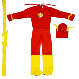 Boys' Superhero Cosplay Costume – Red Zentai Suit with Mask & Belt for Halloween and Book Day