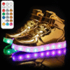 USB Rechargeable LED Light-Up High-Top Sneakers for Boys & Girls – Luminous Shoes for Parties & Dance Performances