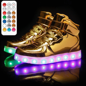 USB Rechargeable LED Light-Up High-Top Sneakers for Boys & Girls – Luminous Shoes for Parties & Dance Performances