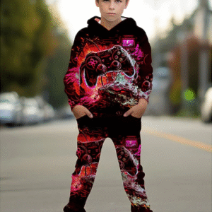 Boys' 3D Game Hoodie & Sweatpants Set – Casual Sport Tracksuit for Spring & Fall