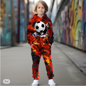 Boys 3D Football Hoodie & Sweatpants Set – Active Fashion for Fall & Winter