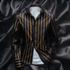 Men's Striped Satin Button-Up Shirt – Glossy Casual Shirt for Vacation & Semi-Formal Occasions