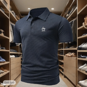 Men's Polo Shirt – Penguin Waffle Texture, Button Up, 3D Print, Business Casual & Outdoor