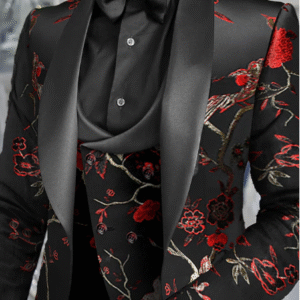 Men's Wedding Tuxedo – Slim Fit 3-Piece, Single-Breasted, One-Button Jacquard Party Suit