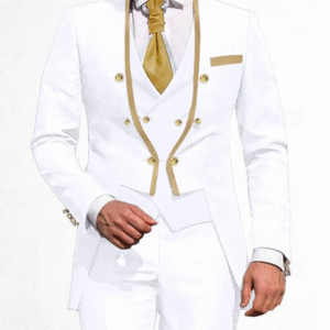 Men's Wedding Suit – Tailored Fit 3-Piece, Double-Breasted Six-Button Blazer, Formal Party Fashion