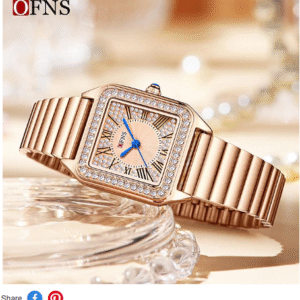 OFNS Women's Quartz Watch – Creative Fashion, Waterproof, World-Time Display with Stainless Steel & Leather Strap
