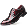 Men's Glossy Patent Oxford Dress Shoes with Brogue Detailing for Formal Events