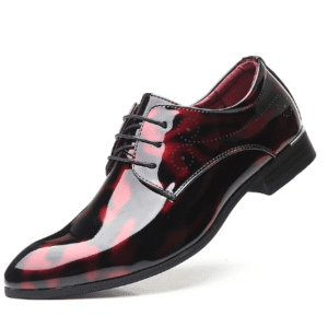 Men's Glossy Patent Oxford Dress Shoes with Brogue Detailing for Formal Events