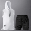 Men's Solid Colored Tracksuit Set – Long Sleeve T-Shirt & Shorts for Gym, Running & Casual Wear