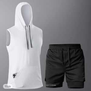 Men's Solid Colored Tracksuit Set – Long Sleeve T-Shirt & Shorts for Gym, Running & Casual Wear