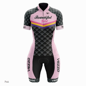 Women's Triathlon Tri Suit – Short Sleeve Lycra Sports Suit with Graphic Design for Cycling & Running