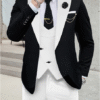 Men's Wedding Party Suit – 3-Piece Single Breasted One-Button Tailored Fit Suit for Formal Events