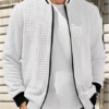 Men's Lightweight Waffle Jacket – Classic Stand Collar Transitional Outerwear for Spring & Fall