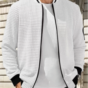 Men's Lightweight Waffle Jacket – Classic Stand Collar Transitional Outerwear for Spring & Fall