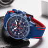 MINI FOCUS Men's Quartz Watch – Triple Time Zone Waterproof Timepiece with Calendar and Silicone Strap