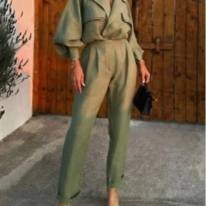 Women's Long Sleeve Shirt & Wide-Leg Pants Set – Formal Streetwear Outfit for Office & Daily Fall Style