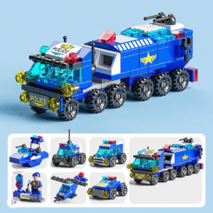 Modular Small Particle Assembly Cars – Build Street Stalls & Police Vehicles Puzzle Toy for Kids