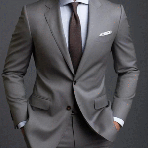 Men's Gray Wedding & Graduation Suit – Single-Breasted Two-Button Plus Size Formal Wear