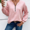 Women’s Elegant Crew Neck Sweatshirt – Zipper Detail Loose Fit Long Sleeve for Work & Casual Wear