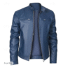 Men’s Faux Leather Biker Jacket – Standing Collar Casual Travel Jacket with Pockets for All Seasons