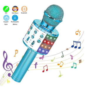 Kids Karaoke Microphone – Wireless with LED Light, Perfect for Girls 3-12 Years Old, Christmas Gift