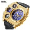 Oulm Large Dial Men’s Quartz Watch – Dual Time Zone, Leather Sport Wristwatch for Men