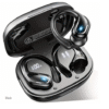 Wireless Earbuds for Running – IPX7 Waterproof Earphones with Earhooks, 60H Battery, Dual-LED Display, and Pure Bass Sound