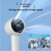 High Power USB Rechargeable Handheld Fan with LED Display & 5 Speeds