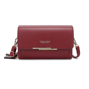 Women's Crossbody Wallet Bag with Gold Accents and Adjustable Strap