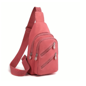 Women's Lightweight Sling Crossbody Bag with Multiple Zippers & Adjustable Strap