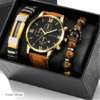 Men’s Classic Analog Quartz Chronograph Watch – Retro Leather Wristwatch