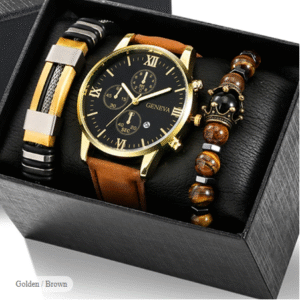 Men’s Classic Analog Quartz Chronograph Watch – Retro Leather Wristwatch